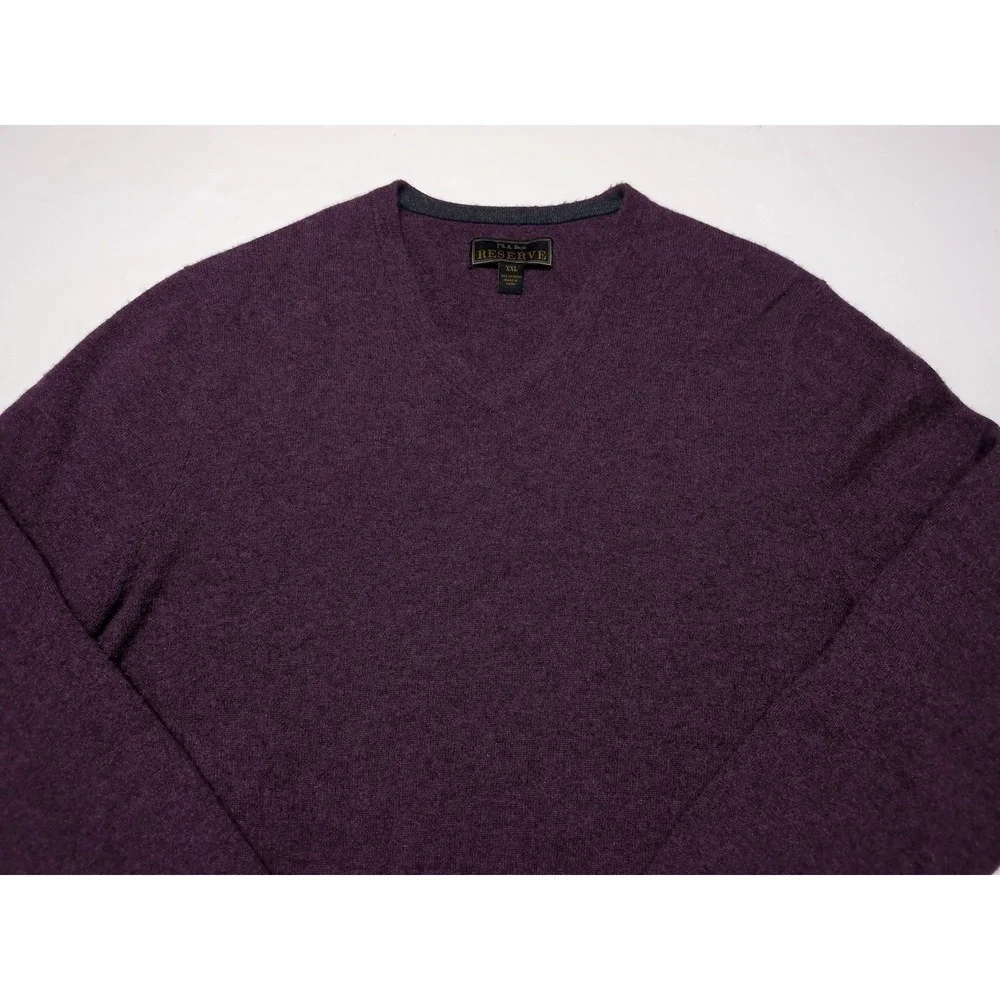JOS A BANK 100% Cashmere V-Neck Sweater Purple Men's XXL 2XL
